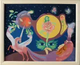 Monogram E.W., Surrealistisch, Olieverf op paneel