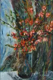 Lorenz Kraus, Vaas met bloemen, Olieverf op linnen