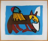D. Wessels, Dier met mannetje, Lithografie op papier