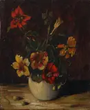 F. Bruil, Vaas met bloemen, Olieverf op paneel