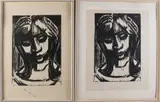 Edith Reichert, 2x Meisjes portret, Houtsnede op papier