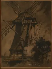 A.J. van 't Hoff, Molen bij Veere, Ets op papier