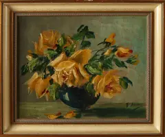 P. Stöven, Vaas met bloemen, Olieverf op linnen