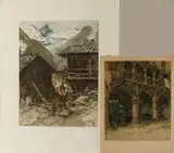 Twee etsen, Gotische gevel+Berghutten, Twee etsen