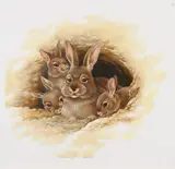 Chris Overbeeke, Konijnen familie, Olieverf op paneel