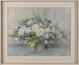 H.E. Roodenburg, Mand met bloemen, Aquarel op papier