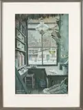 Anton Pieck, Kruideniers interieur, Lithografie op papier