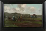 Joop Kroppf, Nettenboetsers bij duinen, Olieverf op linnen