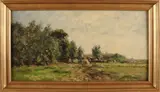 Piet de Regt, Hollands landschap, Olieverf op paneel