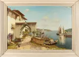 Alfredo Caldini, Italiaanse kustplaats Sorrento, 1953, Olieverf op linnen