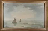 Evert Bomhof, Platbodems op de Zuiderzee, Olieverf op linnen