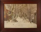 J.P.C. van Os, Besneeuwd landschap, Olieverf op linnen