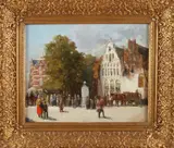 Onduid. gesig., Stadsgezicht met figuren