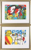 M. Houtman + Joan Dinsbach, 2x Lithografie, Twee lithografieën