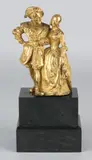 19e eeuw by Antieke 19e eeuwse vuurvergulde Charles Dix figuur, Op latere zwart marmeren basement, offered Oct 2018