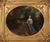 Adelijke dame bij tuinvaas by Monogram toegeschreven aan Gesina Terborch, Olieverf op linnen, offered Jul 2018