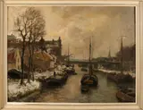 Winters havengezicht by Evert Moll, Olieverf op linnen, offered Jul 2018
