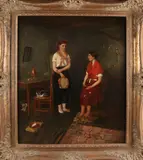 Onduidelijk monogram, Twee verdrietige meisjes, Olieverf op linnen