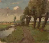 Wetering de Rooy, Knotwilgen langs een beek, Olieverf op linnen