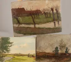 Drie maal Wetering de Rooy, drie landschappen divers, Olieverf op linnen