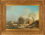H. Laethum, Wintergezicht met ijspret, Olieverf op paneel