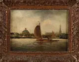 A. Martens, Zeilboot Amsterdam, Olieverf op linnen