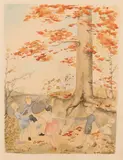 Binnie Oosterbaan, Spelende kinderen, Aquarel op papier