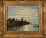 Hollands havengezicht bij avond by Roelof Jansz van Vries, Olieverf op linnen, offered Jul 2018