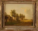 C.J. de Vogel, Landschap met boerderij, Olieverf op paneel