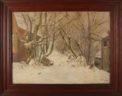 J.P.C. van Os, Besneeuwd landschap, Olieverf op linnen