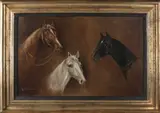 H. Paul Windhausen, 3x Paarden portrets, Olieverf op paneel