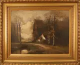 Monogram A.R., Landschap met boerenhuis, Olieverf op paneel