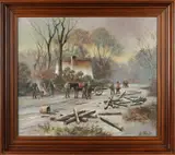 W. Ruiter, Winter landschap, Olieverf op linnen