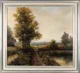 Van Berkel, Hollands landschap met boerderij, Olieverf op linnen