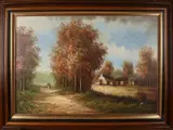 H. Kamp, Landschap met boerderij, Olieverf op linnen