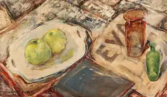 M.E. Willemse-Vervloet, Stilleven met appels, Olieverf op paneel