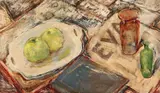 M.E. Willemse-Vervloet, Stilleven met appels, Olieverf op paneel