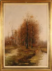 P. ten Cate, Landschap, Olieverf op paneel