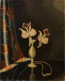 Tilly Moes, Stilleven vaas met orchideeën, Olieverf op linnen