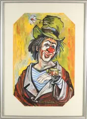 Curt Schröder, Clown, Olieverf op papier