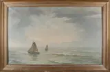 Evert Bomhof, Platbodems op de Zuiderzee, Olieverf op linnen
