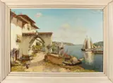Alfredo Caldini, Italiaanse kustplaats Sorrento, 1953, Olieverf op linnen