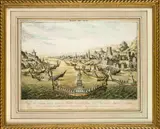 17e - 18e Eeuwse ingekleurde gravure, Vue de Siam,, 17e - 18e Eeuwse ingekleurde gravure