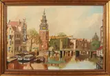 J. Slot, Amsterdamse gracht, Olieverf op linnen