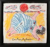 Anton Heyboer, Dikke dame op strand, Gemengde techniek op papier
