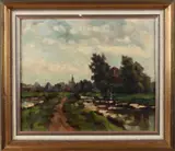 Landschap met kerk by Onduidelijk P. van Wijngaerdt, Olieverf op paneel, offered Apr 2018