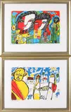 M. Houtman + Joan Dinsbach, 2x Lithografie, Twee lithografieën