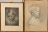 R. Bleeker + Schindler-Klebusch, 2x Portret, Potlood/pastel op papier