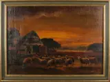 Jaap van Kregten, Landschap met schapen bij avond