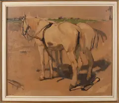 George Hendrik Breitner, Twee rustende paarden, Lithografie op papier